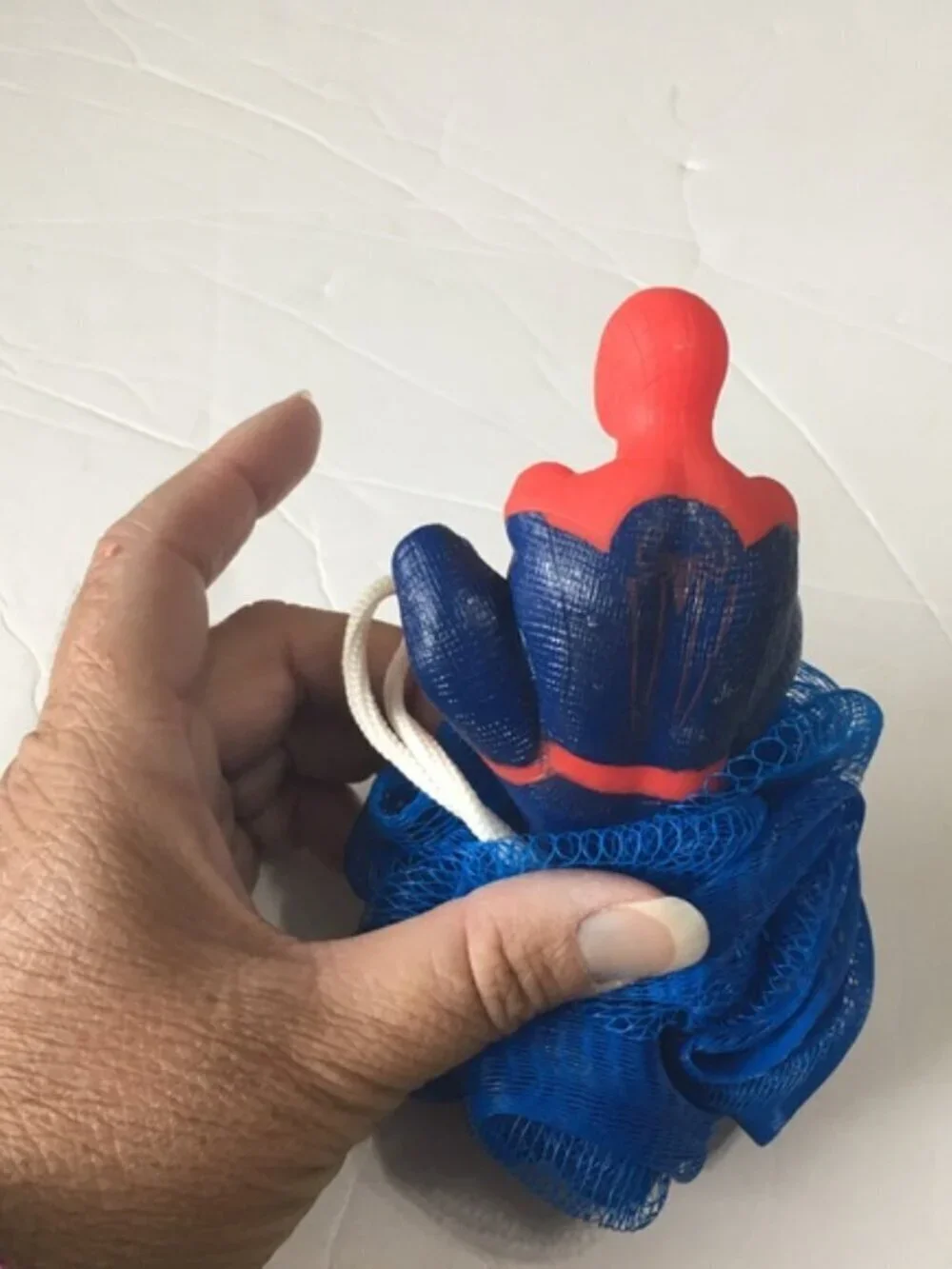Spiderman Red & Blue Kids Bath Toy with Mesh Scrubber